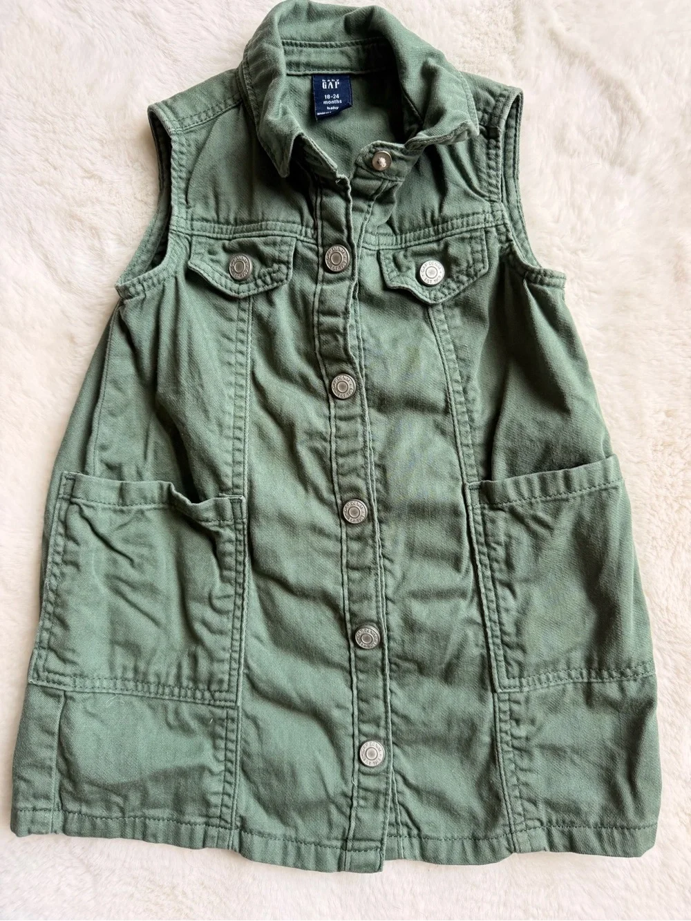 Baby GAP Girls Olive Green Utility Dress